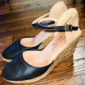 Eric Michael Espadrilles with Black Leather Toe & Ankle Strap